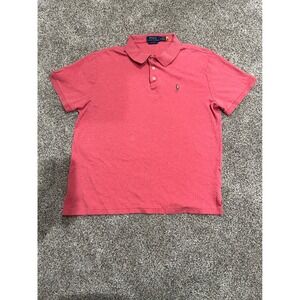 Polo Ralph Lauren Mens Large Custom Slim Fit Short Sleeve Polo Shirt Pink Coral